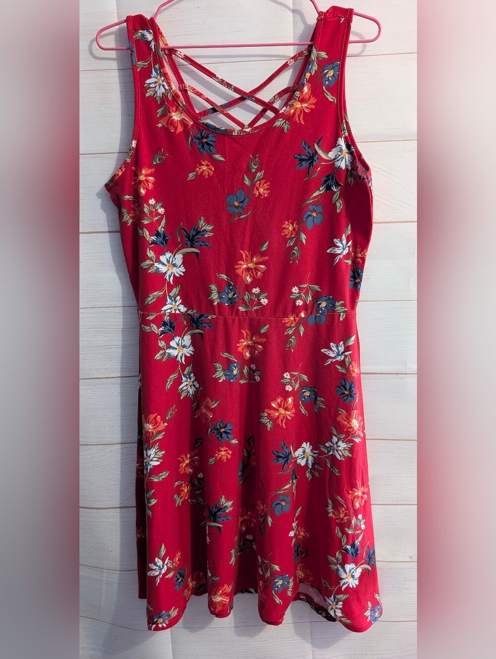 2 Dye 4 Red Floral Stretch Dress  Soft Polyester Blend Perfect For Summer 🌞🏝️